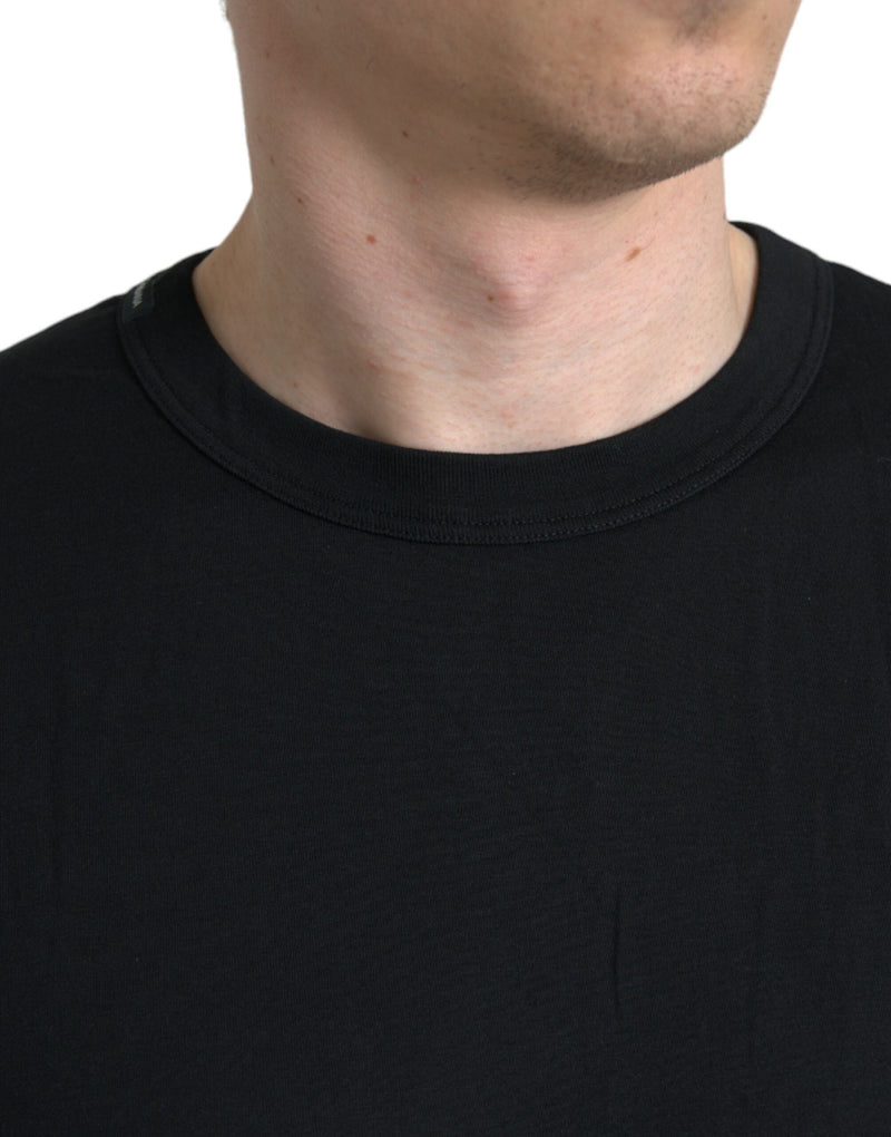 T-shirt Dolce & Gabbana noir à manches courtes et col rond avec logo en relief
