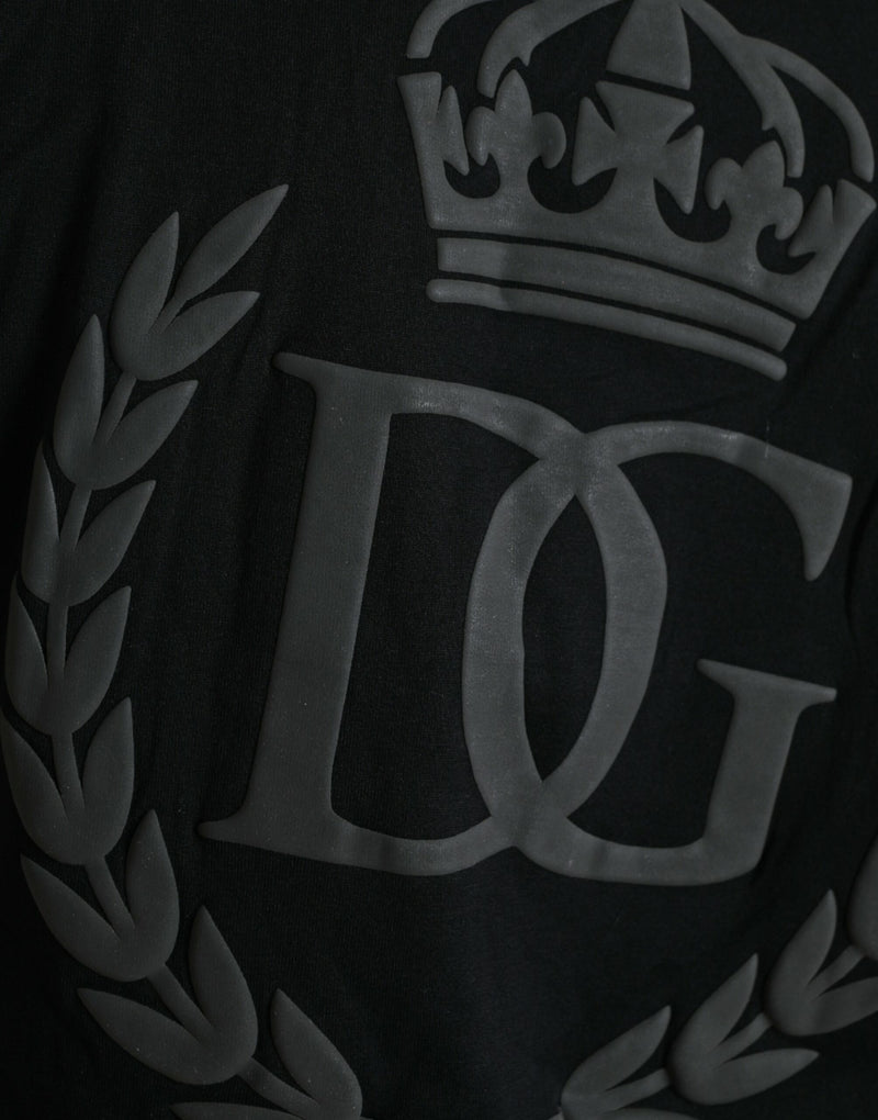 T-shirt Dolce & Gabbana noir à manches courtes et col rond avec logo en relief