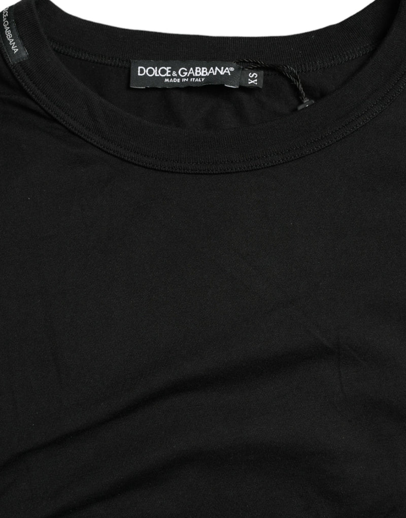 T-shirt Dolce & Gabbana noir à manches courtes et col rond avec logo en relief