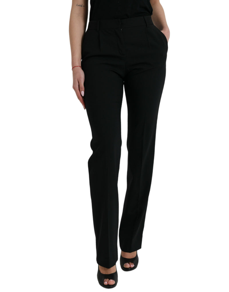 Pantalón de lana negro de tiro medio y corte tapered de Dolce & Gabbana
