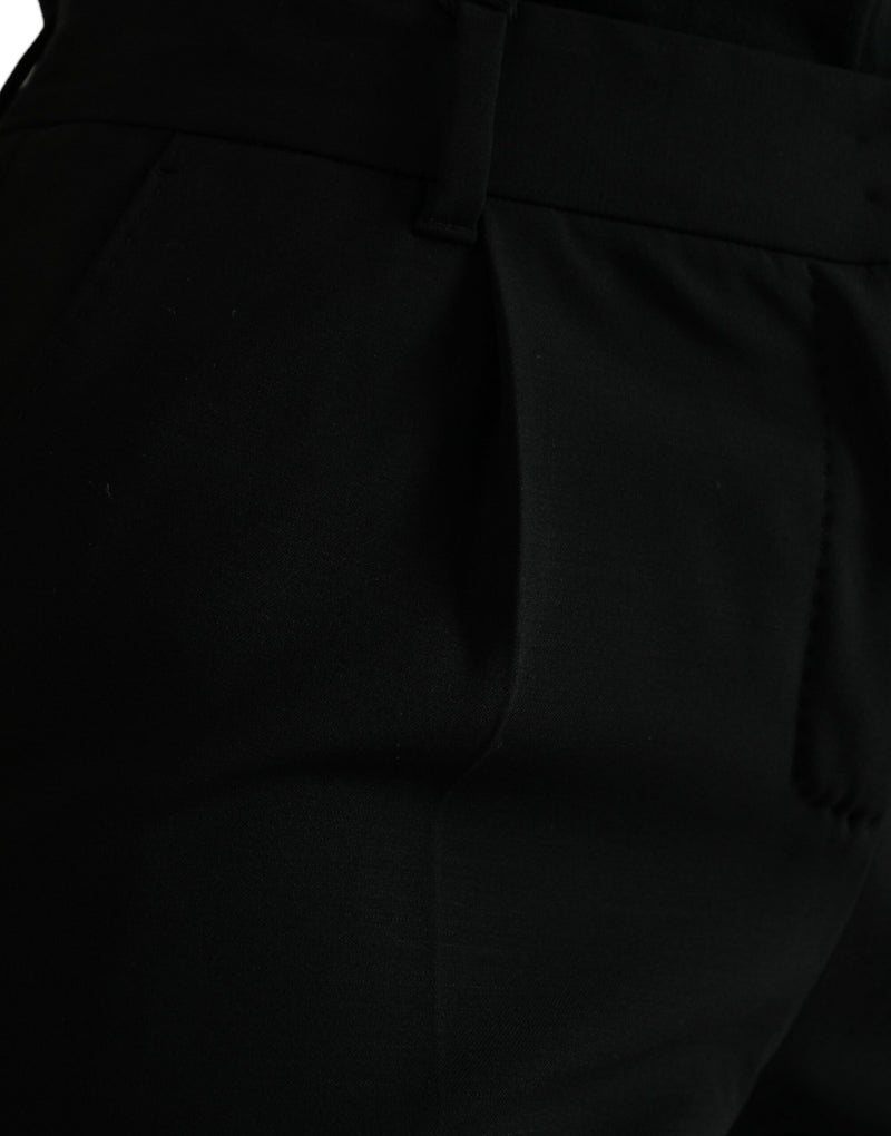 Pantalón de lana negro de tiro medio y corte tapered de Dolce & Gabbana