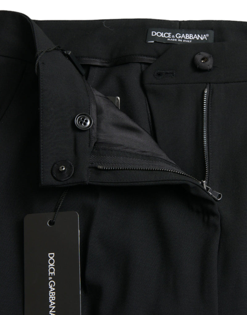 Pantalón de lana negro de tiro medio y corte tapered de Dolce & Gabbana
