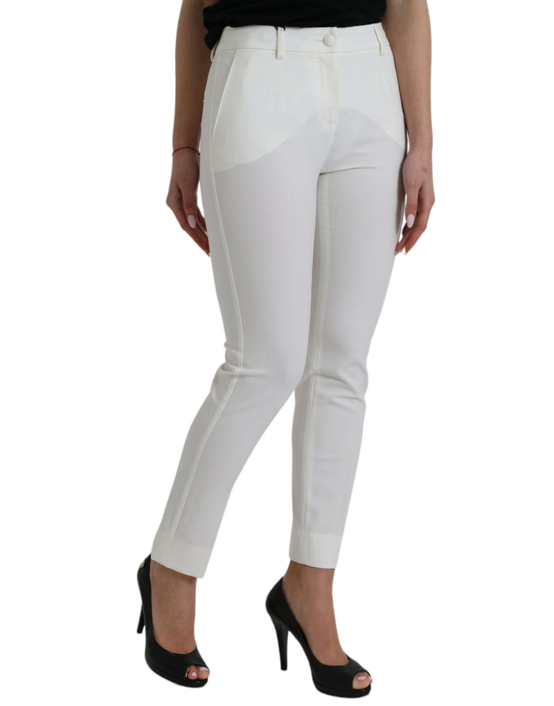 Calça Dolce & Gabbana branca de lã, cintura média e corte afunilado