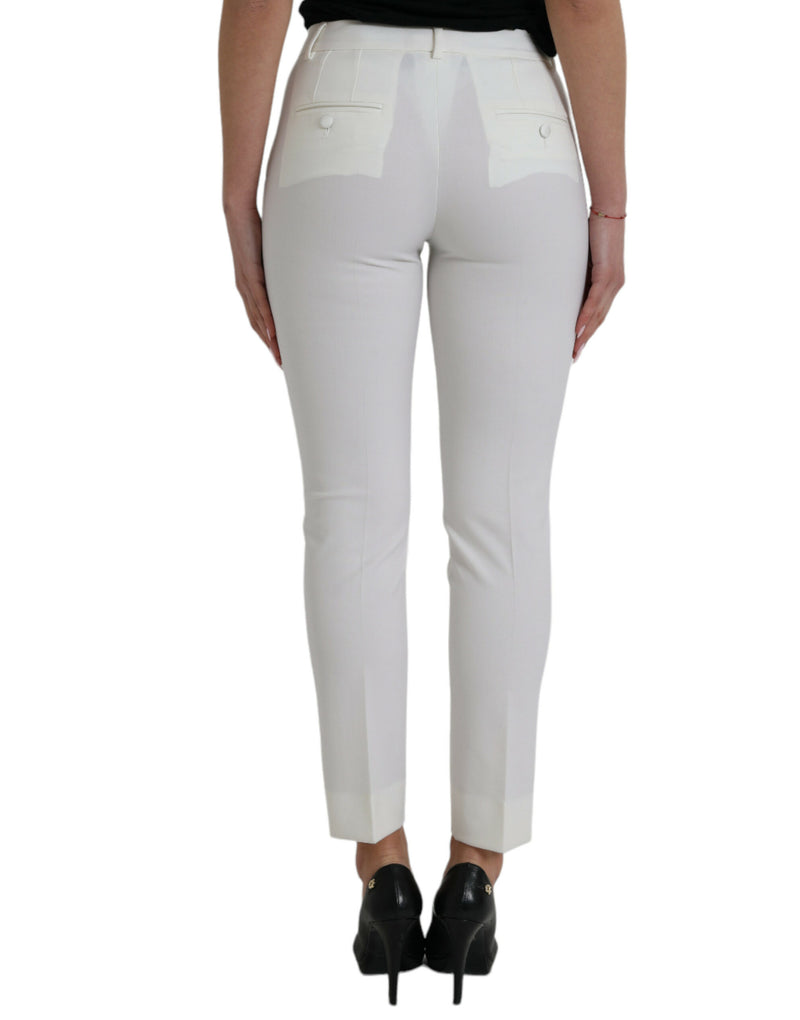 Calça Dolce & Gabbana branca de lã, cintura média e corte afunilado