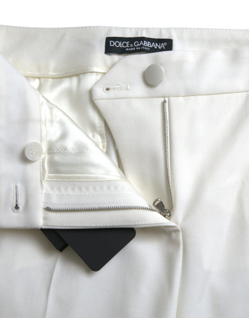 Calça Dolce & Gabbana branca de lã, cintura média e corte afunilado