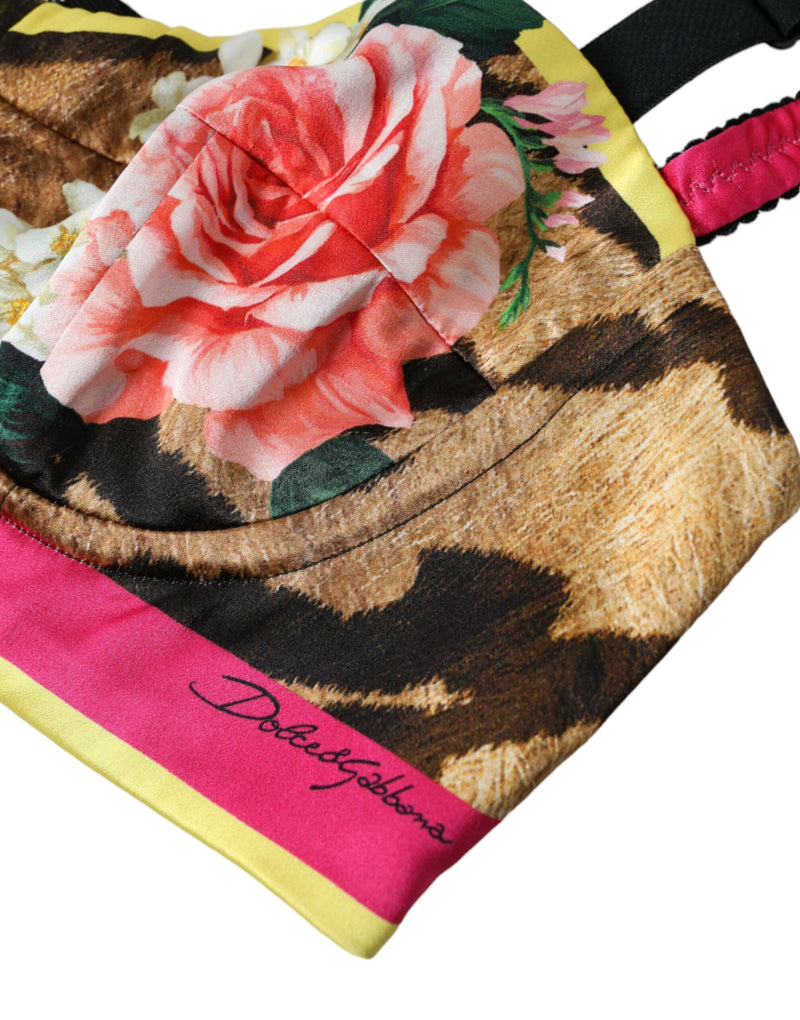 Top cropped bustiê sem mangas Dolce & Gabbana, floral multicolorido