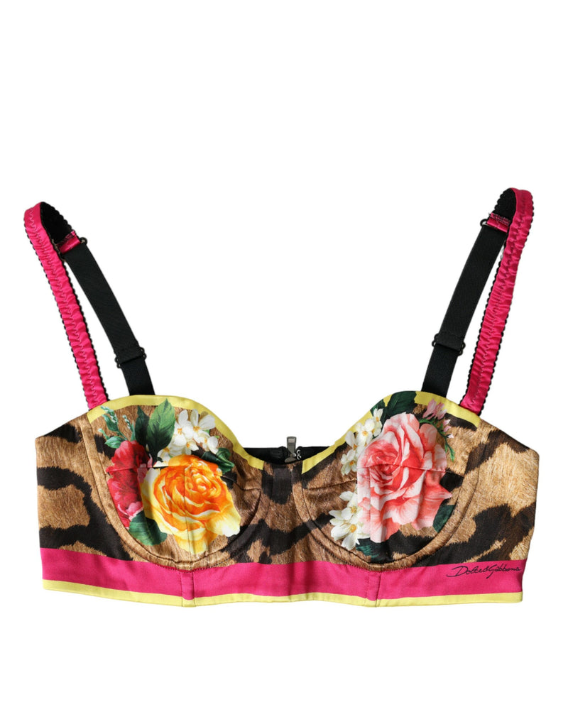 Top cropped bustiê sem mangas Dolce & Gabbana, floral multicolorido