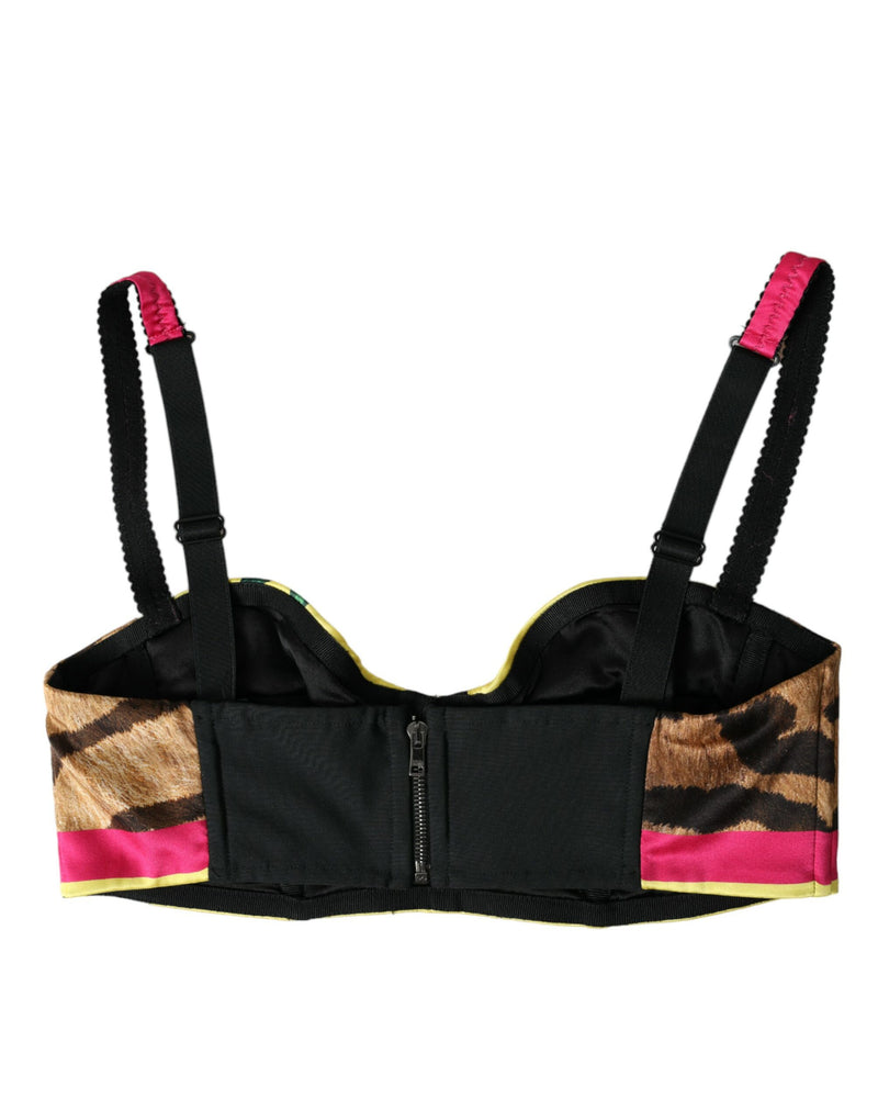 Top cropped bustiê sem mangas Dolce & Gabbana, floral multicolorido