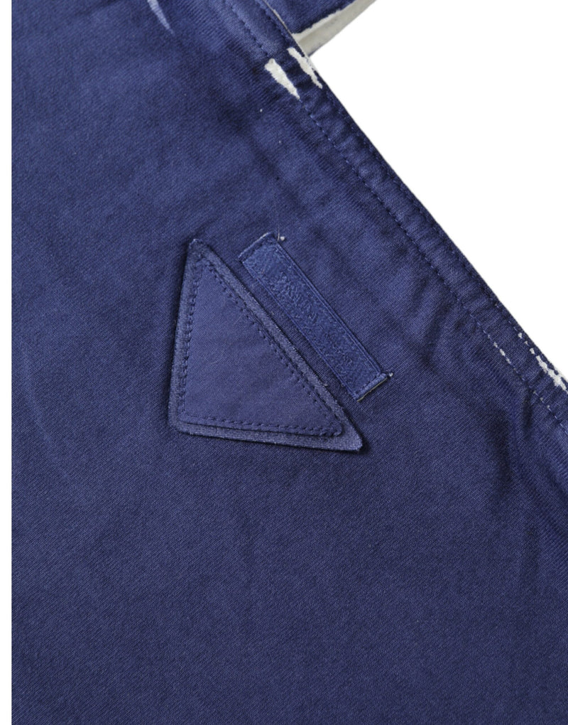 Bolsa tote de compras Prada em tecido jersey azul, com logo no ombro