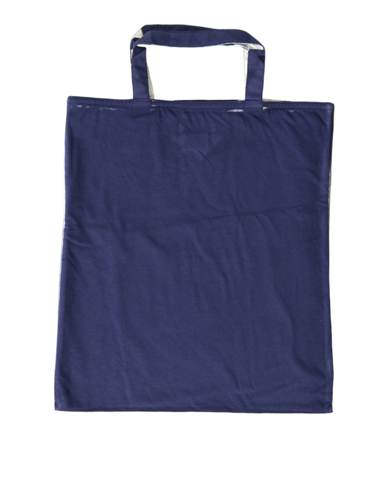 Bolsa tote de compras Prada em tecido jersey azul, com logo no ombro