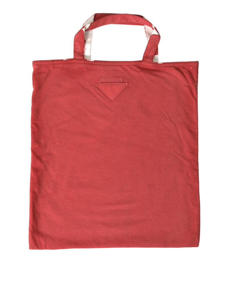 Borsa tote shopping a spalla Prada in tessuto jersey rosso con logo