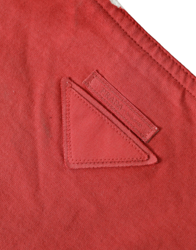 Borsa tote shopping a spalla Prada in tessuto jersey rosso con logo