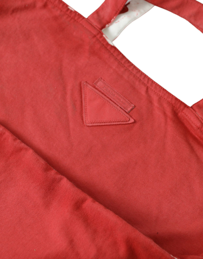 Borsa tote shopping a spalla Prada in tessuto jersey rosso con logo