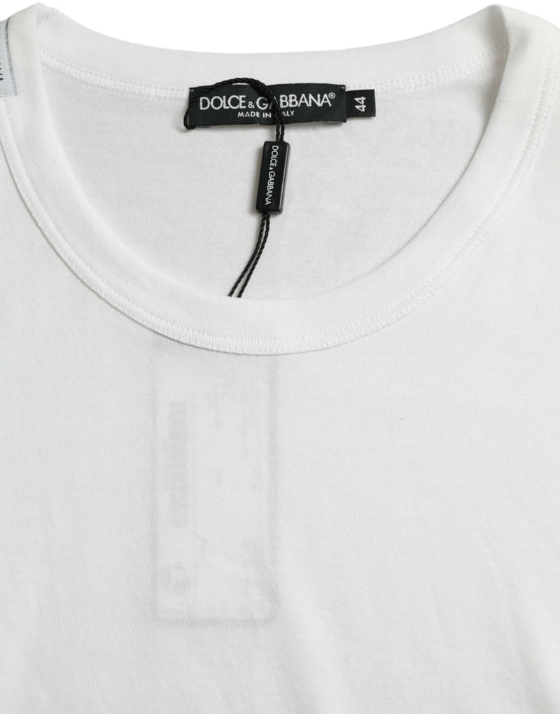 T-shirt Dolce & Gabbana blanc à col rond, manches courtes et logo