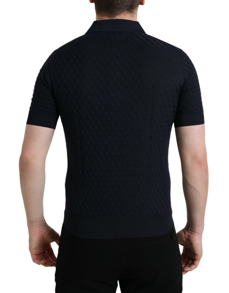 Polo Dolce & Gabbana bleu foncé à col et manches courtes