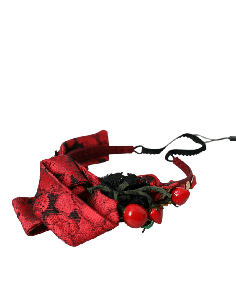 Cerchietto Diadema da donna Dolce & Gabbana rosso con ciliegie siciliane e decorazioni