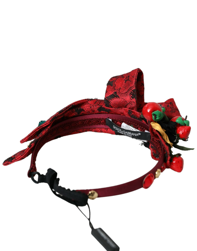 Cerchietto Diadema da donna Dolce & Gabbana rosso con ciliegie siciliane e decorazioni
