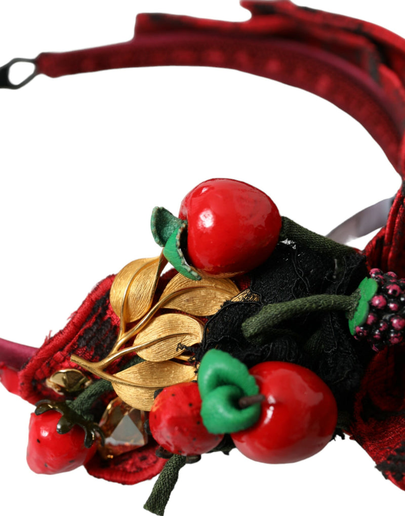 Cerchietto Diadema da donna Dolce & Gabbana rosso con ciliegie siciliane e decorazioni