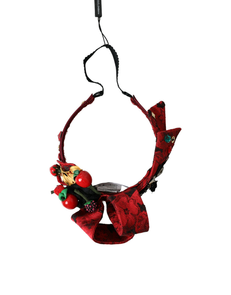 Cerchietto Diadema da donna Dolce & Gabbana rosso con ciliegie siciliane e decorazioni