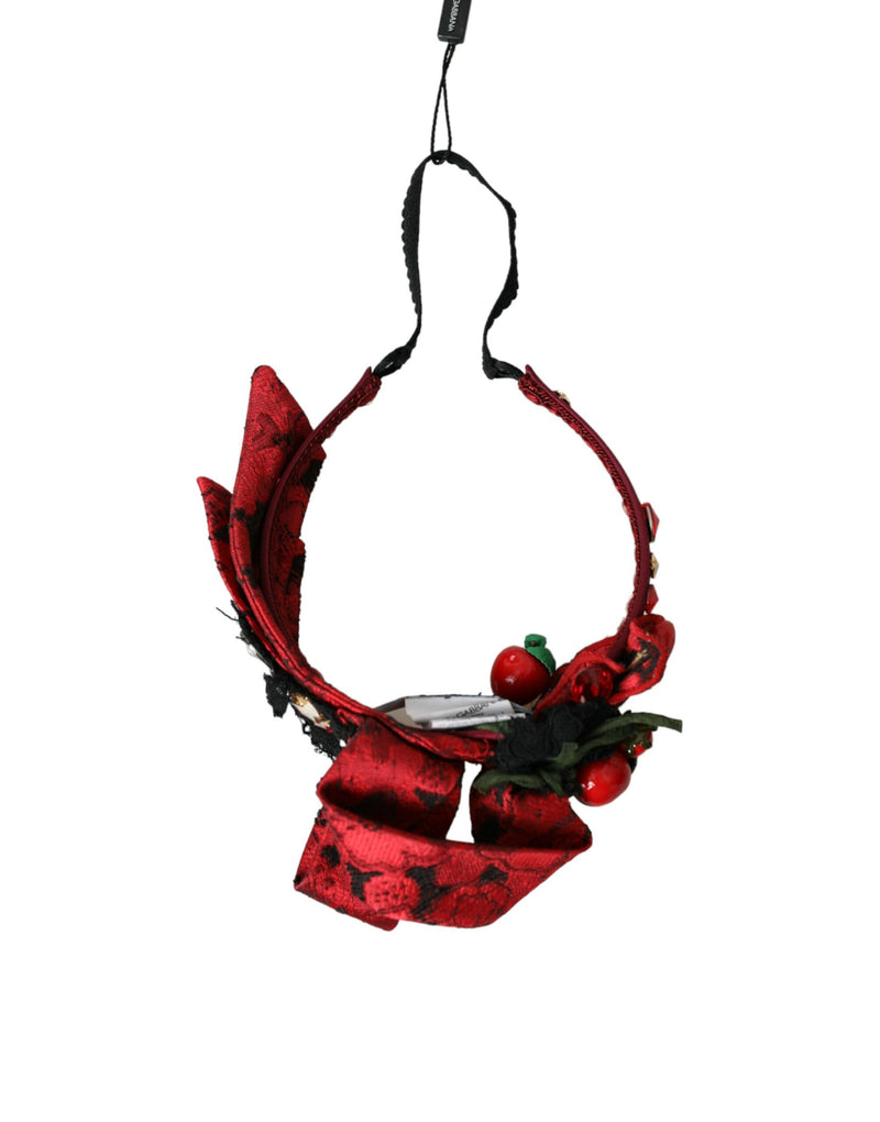 Cerchietto Diadema da donna Dolce & Gabbana rosso con ciliegie siciliane e decorazioni