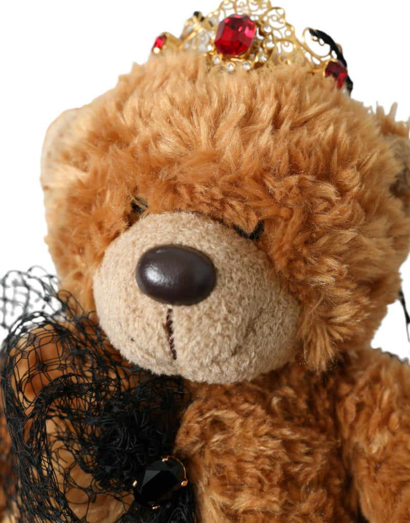 Diadema con corona de cristales dorados y osito marrón de Dolce & Gabbana