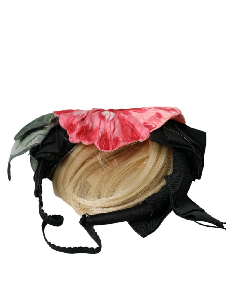 Diadème serre-tête de coiffeuse en viscose noire et blanc Dolce & Gabbana