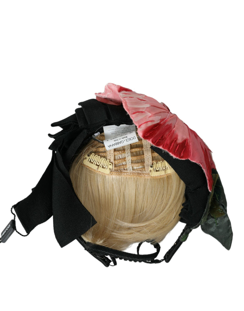 Diadème serre-tête de coiffeuse en viscose noire et blanc Dolce & Gabbana