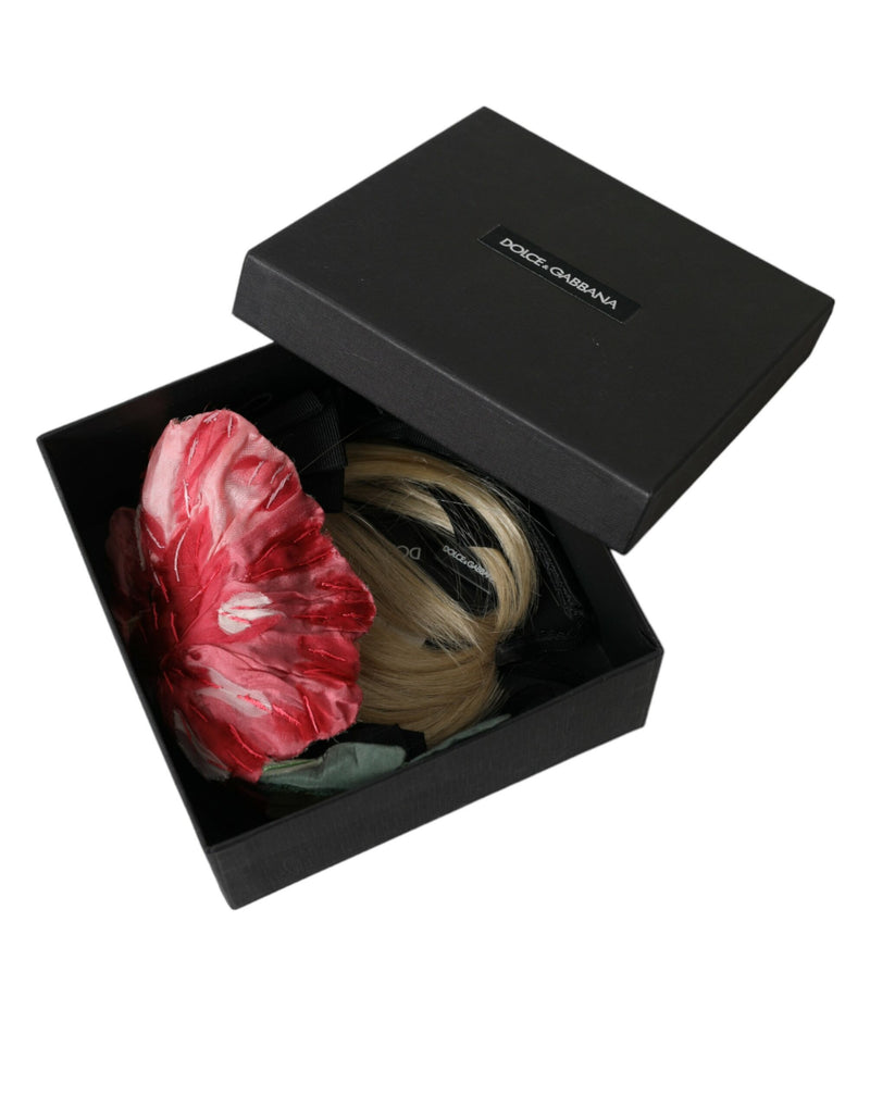 Diadème serre-tête de coiffeuse en viscose noire et blanc Dolce & Gabbana