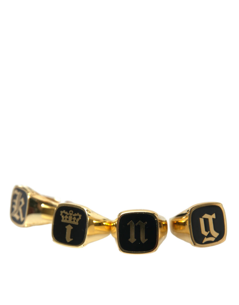 Juego de 4 anillos de latón dorado esmaltados KING de Dolce & Gabbana