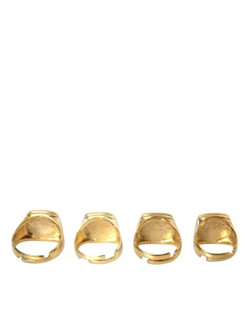 Juego de 4 anillos de latón dorado esmaltados KING de Dolce & Gabbana