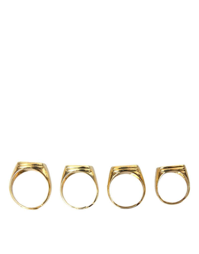 Juego de 4 anillos de latón dorado esmaltados KING de Dolce & Gabbana