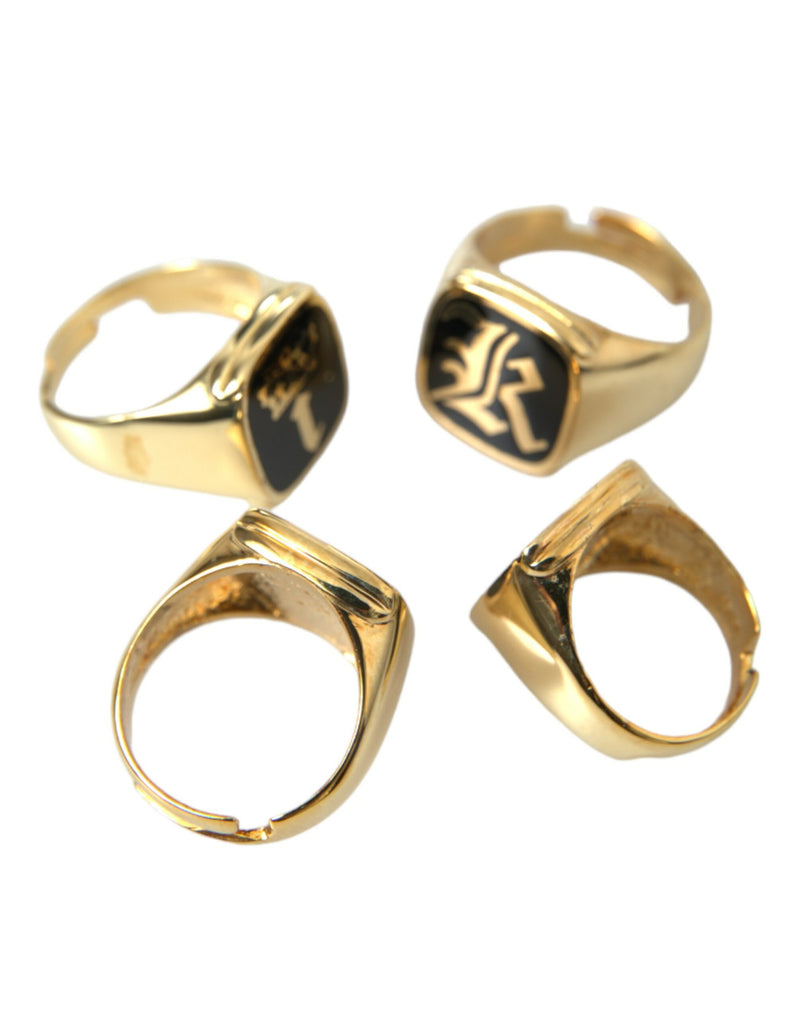 Juego de 4 anillos de latón dorado esmaltados KING de Dolce & Gabbana
