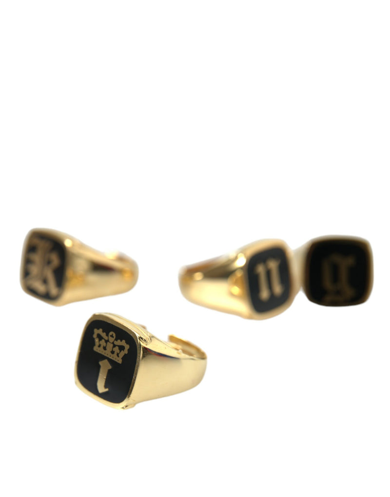Juego de 4 anillos de latón dorado esmaltados KING de Dolce & Gabbana