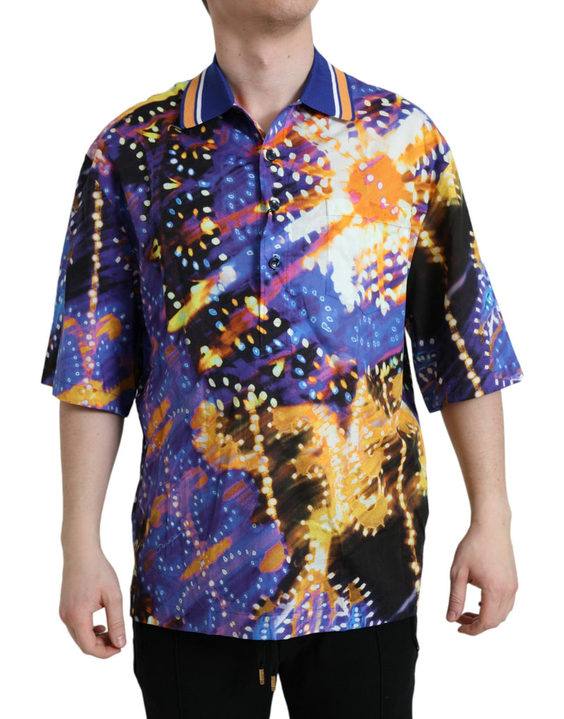 Camisa casual de algodão com estampa Luminarie multicolorida da Dolce & Gabbana
