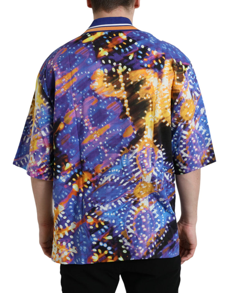Camisa casual de algodão com estampa Luminarie multicolorida da Dolce & Gabbana