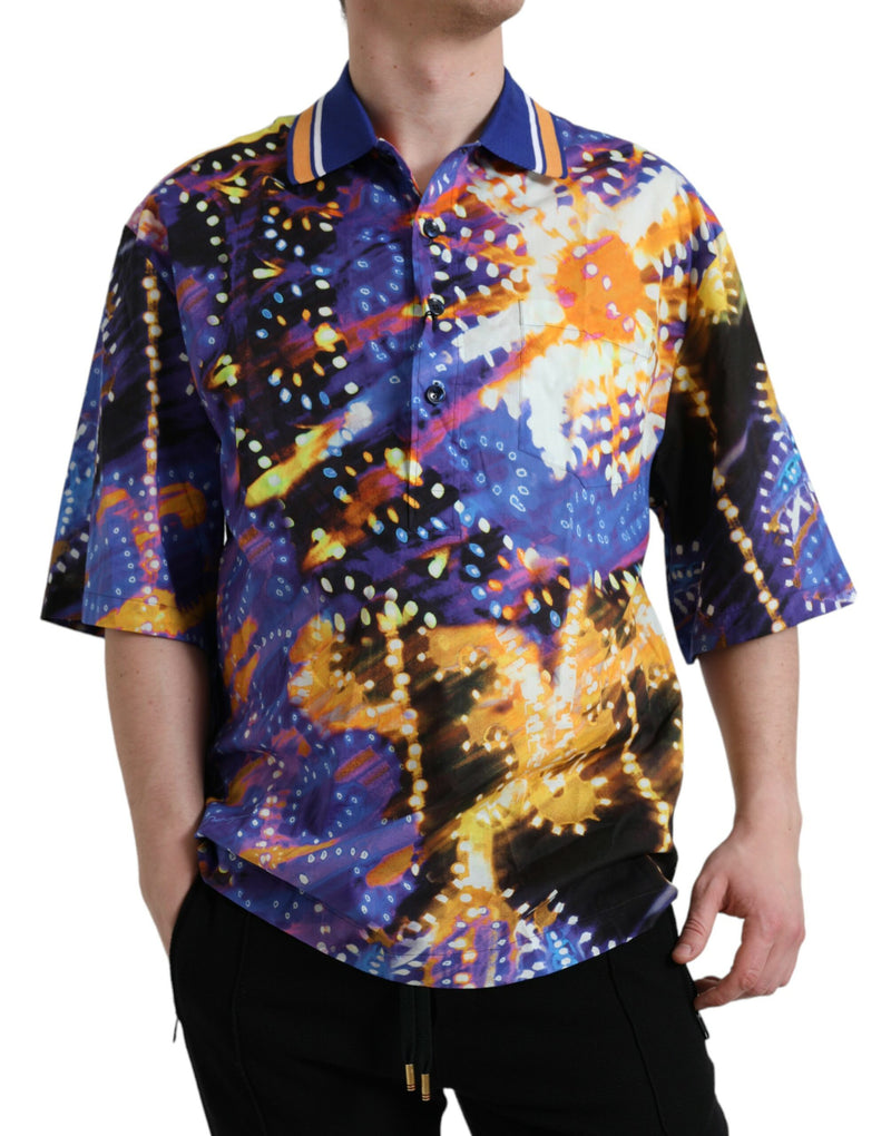 Camisa casual de algodão com estampa Luminarie multicolorida da Dolce & Gabbana