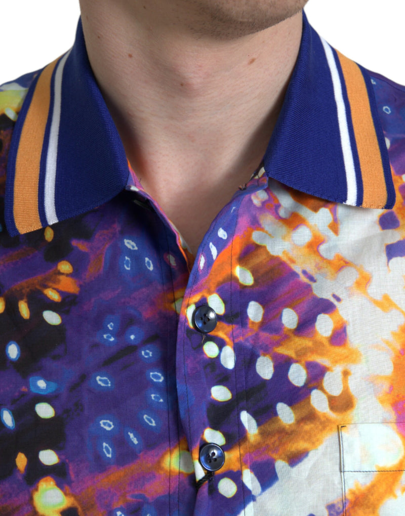 Camisa casual de algodão com estampa Luminarie multicolorida da Dolce & Gabbana