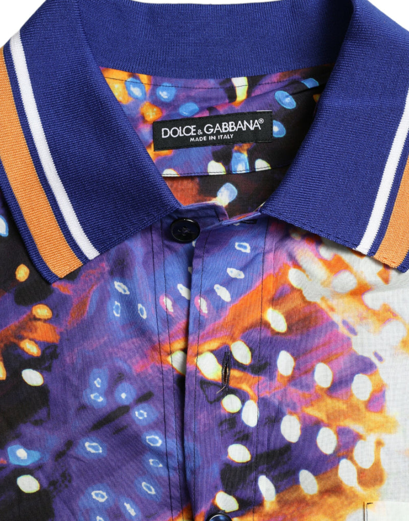 Camisa casual de algodão com estampa Luminarie multicolorida da Dolce & Gabbana