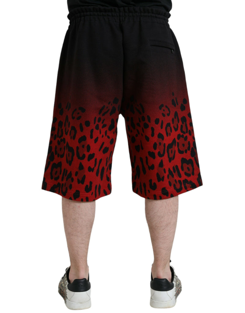 Bermuda en coton rouge Dolce & Gabbana à imprimé léopard