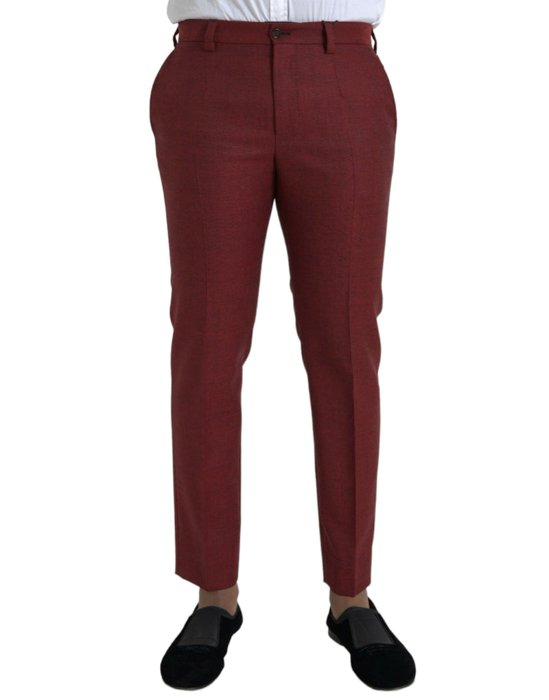 Pantalones de vestir de lana granate de corte skinny para hombre de Dolce & Gabbana