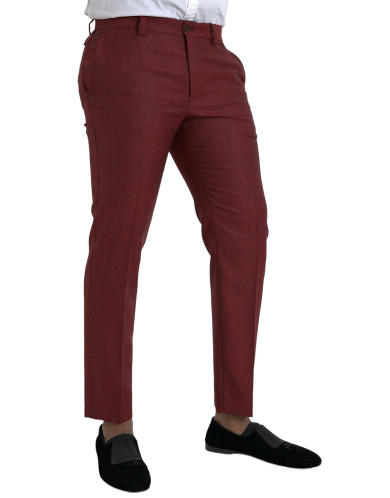 Pantalones de vestir de lana granate de corte skinny para hombre de Dolce & Gabbana