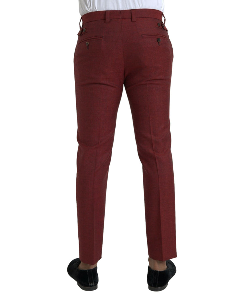 Pantalones de vestir de lana granate de corte skinny para hombre de Dolce & Gabbana