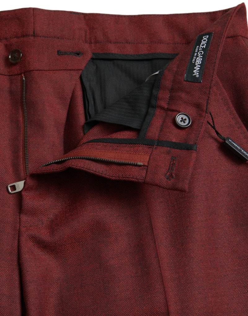 Pantalones de vestir de lana granate de corte skinny para hombre de Dolce & Gabbana