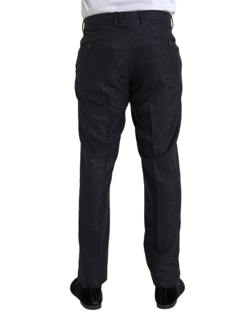 Pantalones de vestir de lana azul brocada de corte skinny para hombre de Dolce & Gabbana