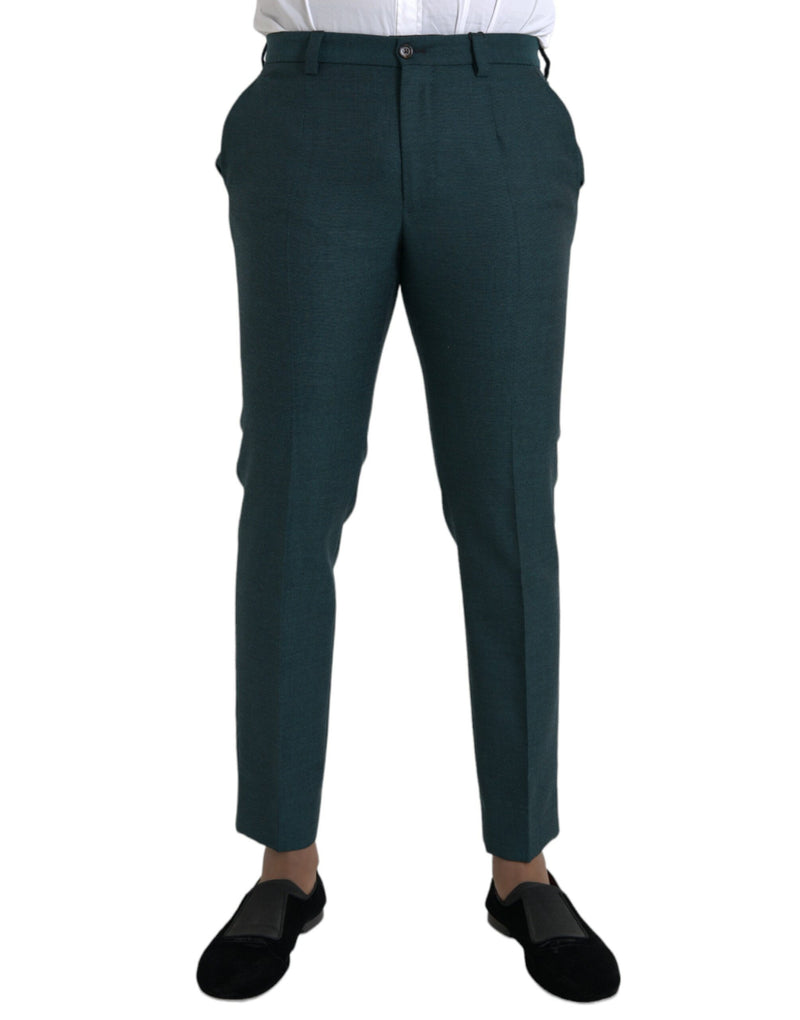 Pantalones de vestir de lana verdes de corte skinny slim de Dolce & Gabbana