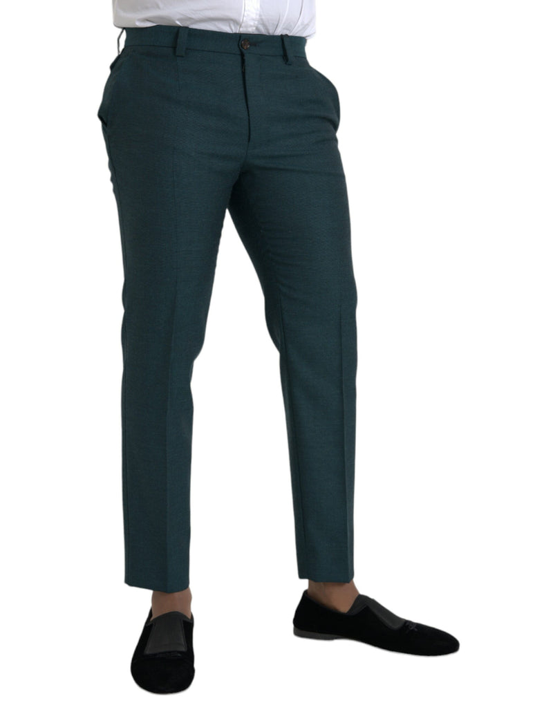 Pantalones de vestir de lana verdes de corte skinny slim de Dolce & Gabbana