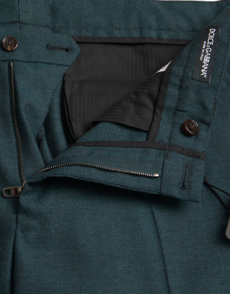 Pantalones de vestir de lana verdes de corte skinny slim de Dolce & Gabbana