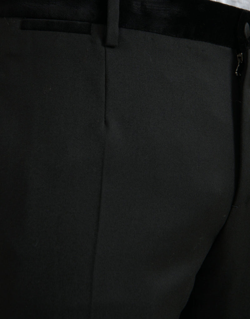 Pantalon de costume skinny pour homme en soie noire Dolce & Gabbana