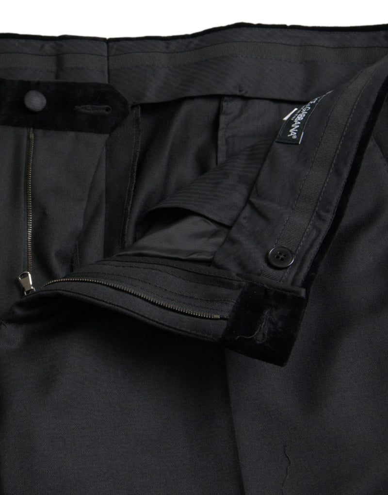 Pantalon de costume skinny pour homme en soie noire Dolce & Gabbana
