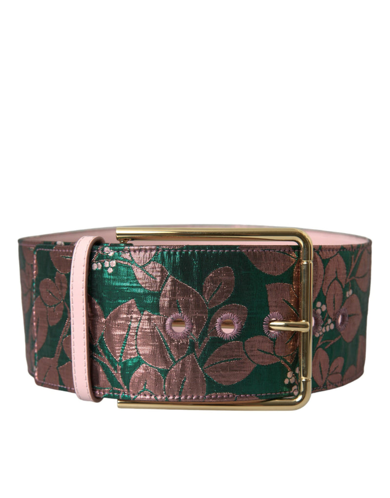 Cinturón de jacquard floral multicolor con lurex y hebilla dorada de Dolce & Gabbana